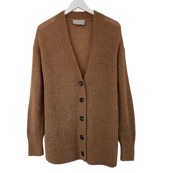 Everlane The Oversized Alpaca Merino Wool Cardigan Lightweight Pristine Tan XS - Picture 2 of 12